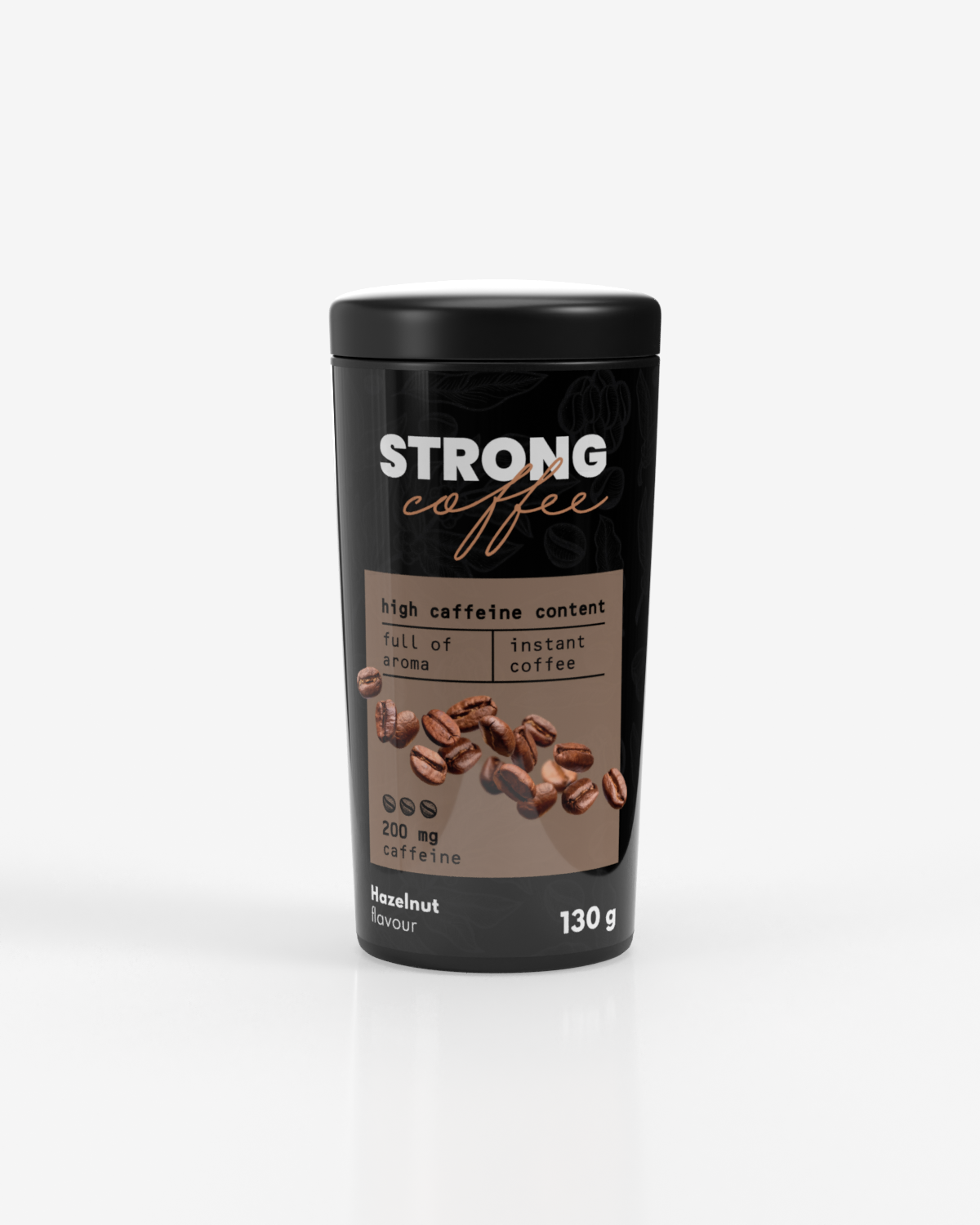 3x BodyFuel Strong Instant Coffee Hazelnut 130g