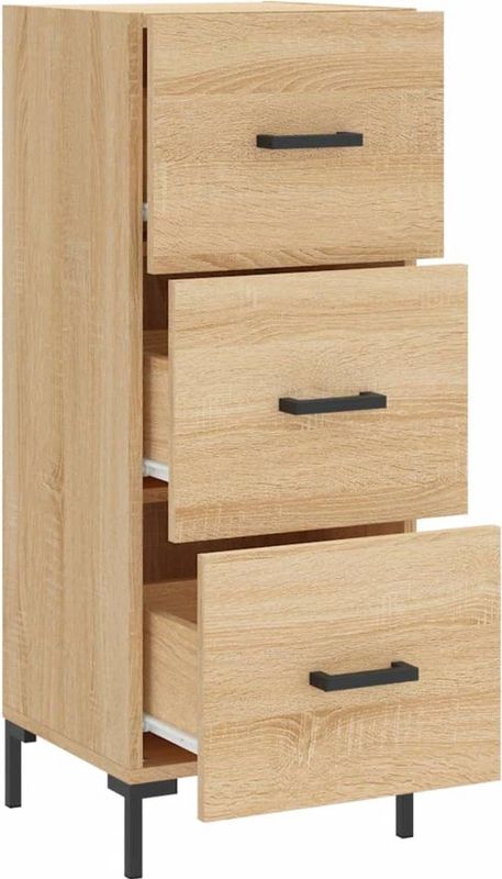 vidaXL - Dressoir - Sonoma Eiken - Bewerkt Hout - Metalen Poten