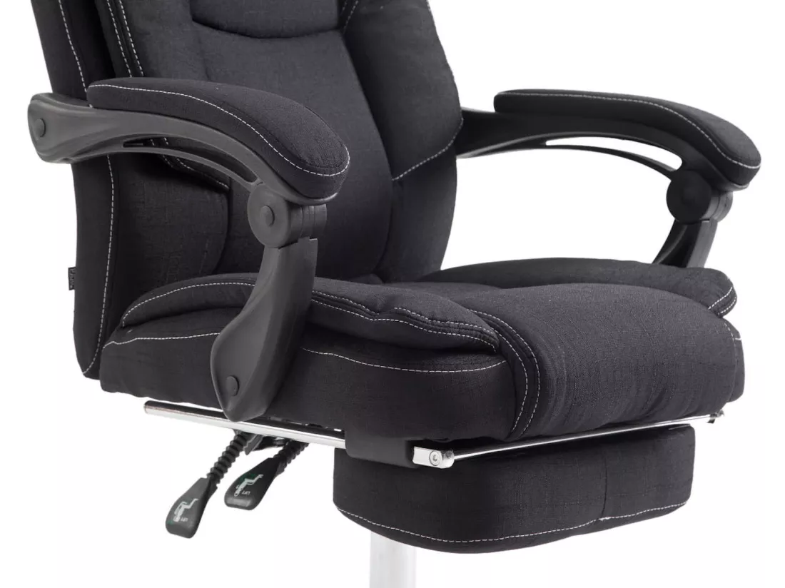 Chaise de bureau - Tissu & Métal chromé - Noir - Castle