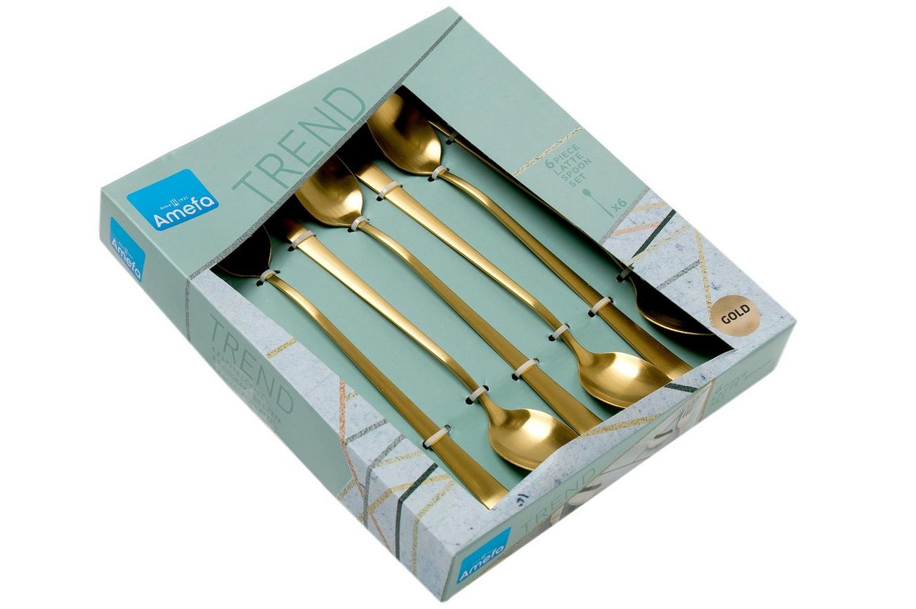 Amefa Austin 1410 sorbetlepels/ Latte Macchiato lepels mat goud 6 stuks