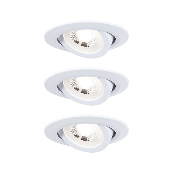 3 spots encastrables Paulmann LED intégrée 3000K IP20 3x580lm rond orientable blanc dépoli Paulmann