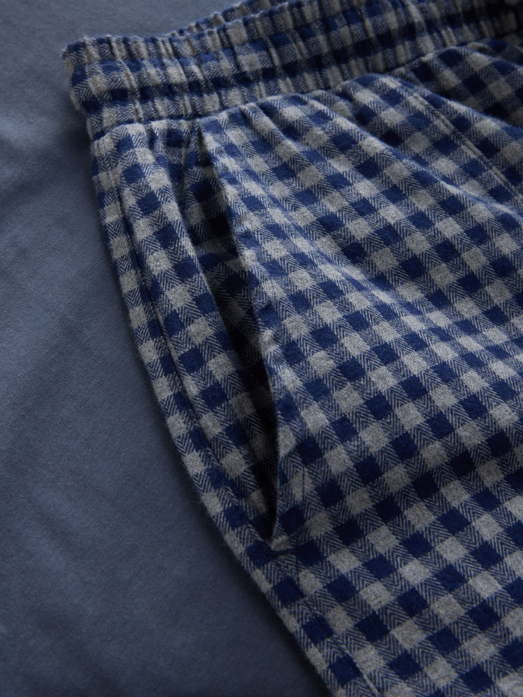 Marineblauw Gingham - 100% Cotton Barrel Leg Pyjamas