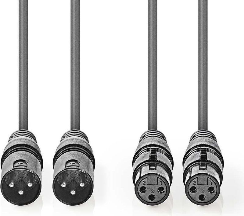 Nedis - XLR Audiokabel - 2x XLR (m) - 2x XLR (v) - 1,5 Meter