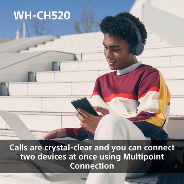 Sony WH-CH520 trådløse on-ear høretelefoner (hvid)