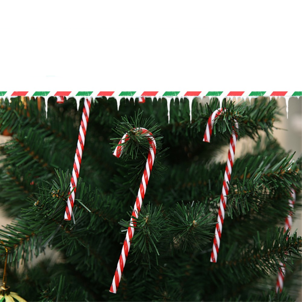 (6er Set) Christbaum Schmuck Zuckerstangen Weihnachts Deko Ornamente - Rot / Weiss
