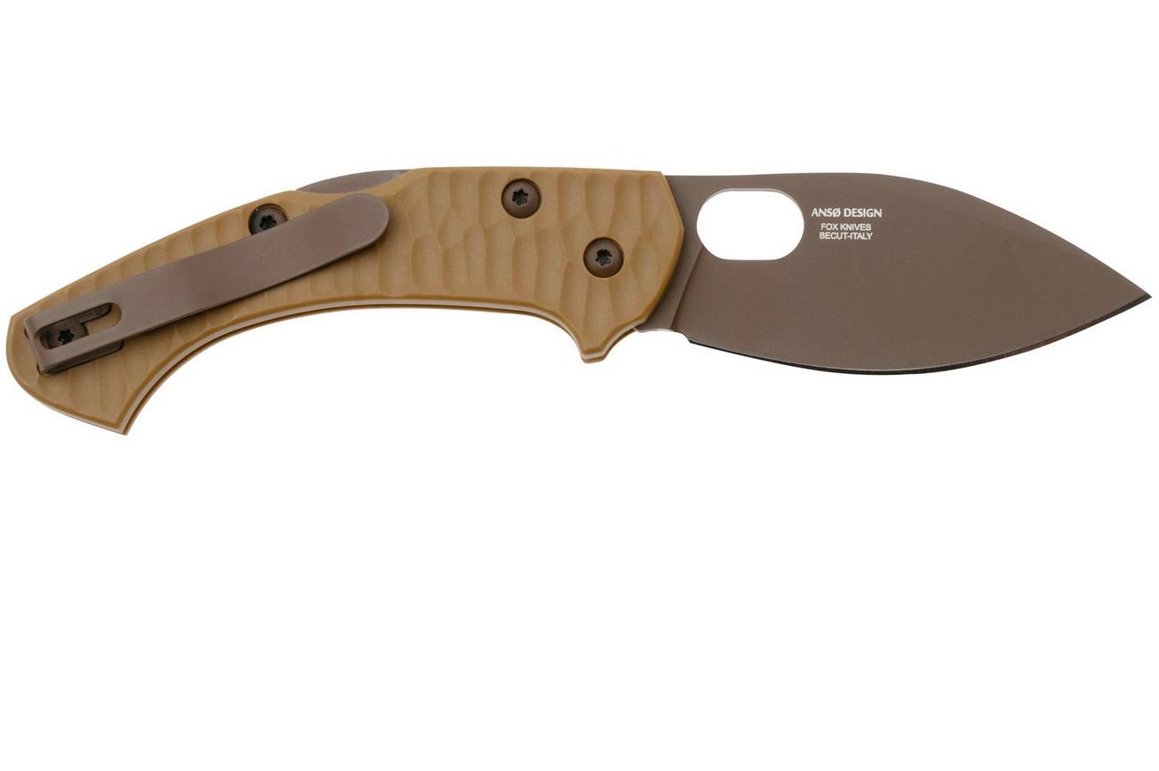 Fox Knives Zero 2.0 Desert Warrior FX-311-CT Coyote FRN, Top Shield Coyote Blade zakmes, Jens Ansø design