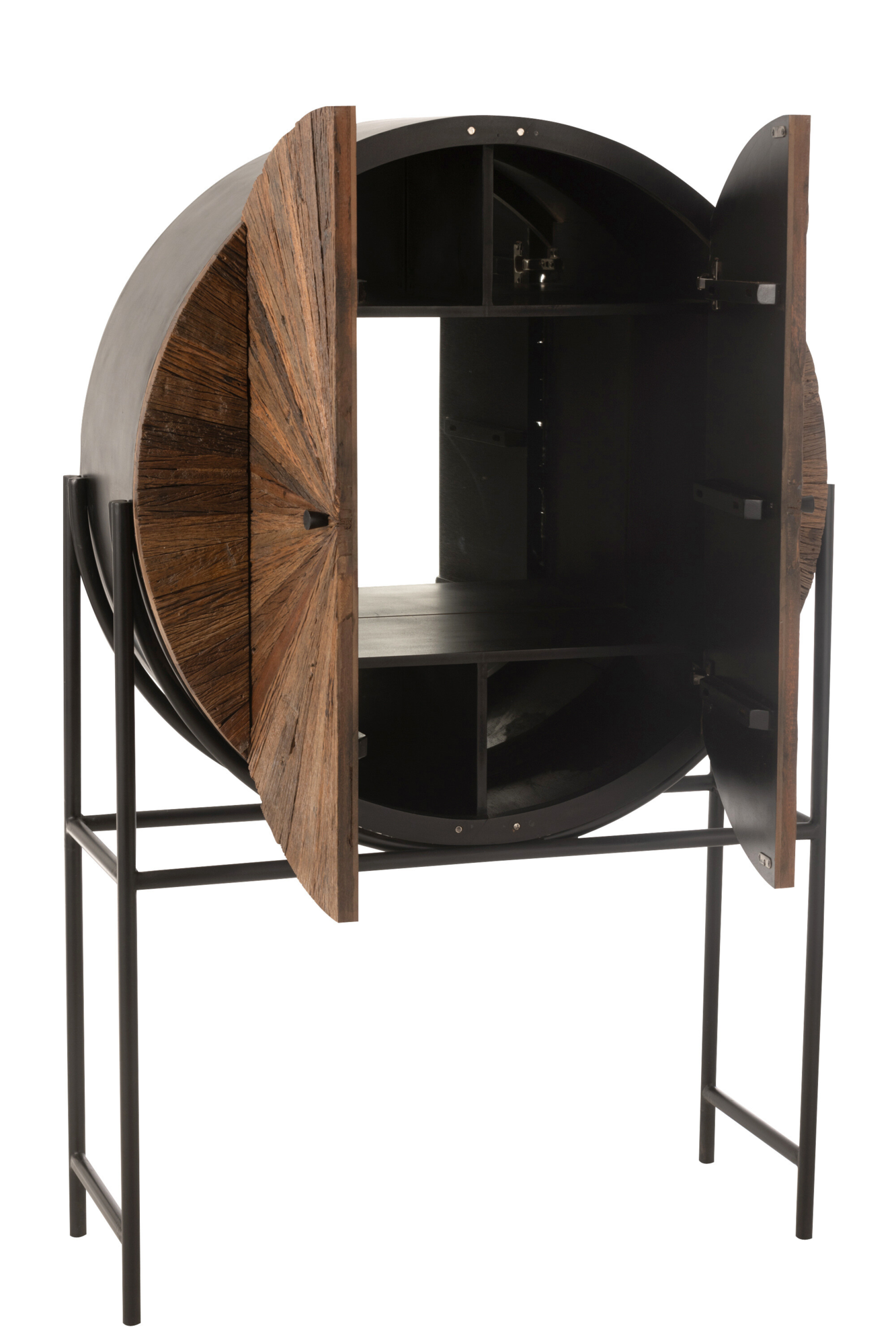 Wandkast Shanil Rond bruin/zwart