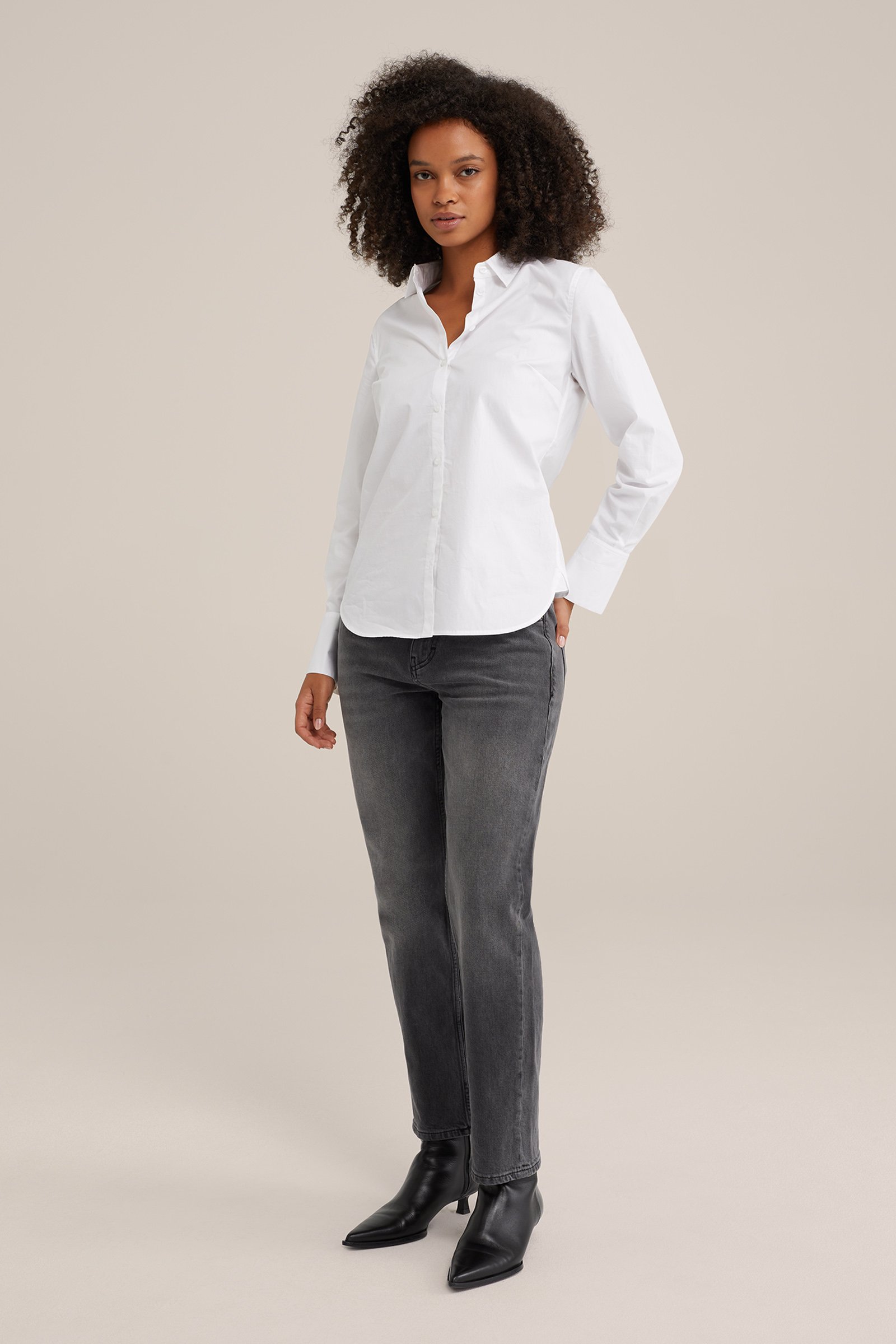 mid rise straight fit jeans met stretch Blue Ridge Donkergrijs