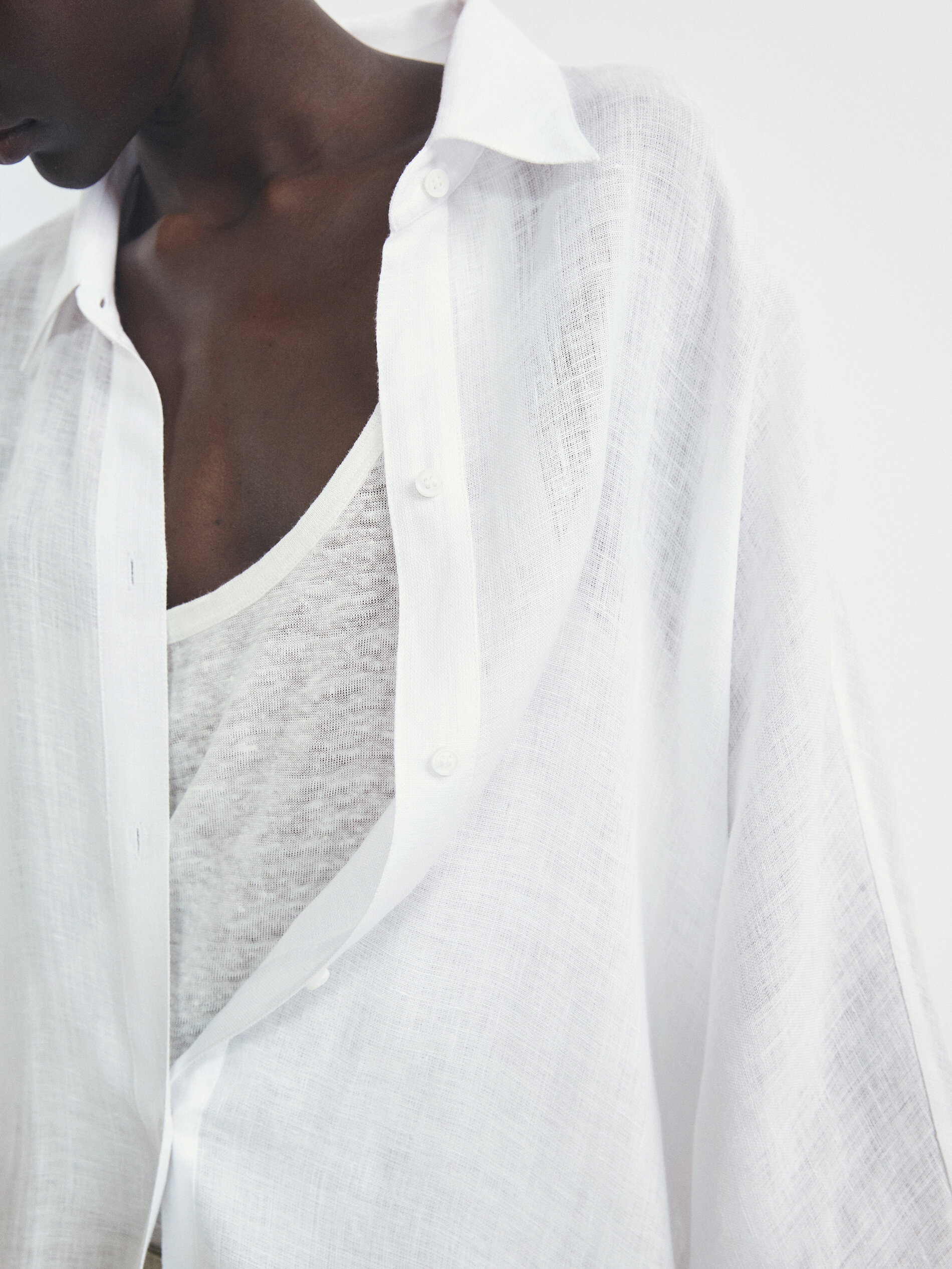 Camisa maxi 100% linho - BRANCA