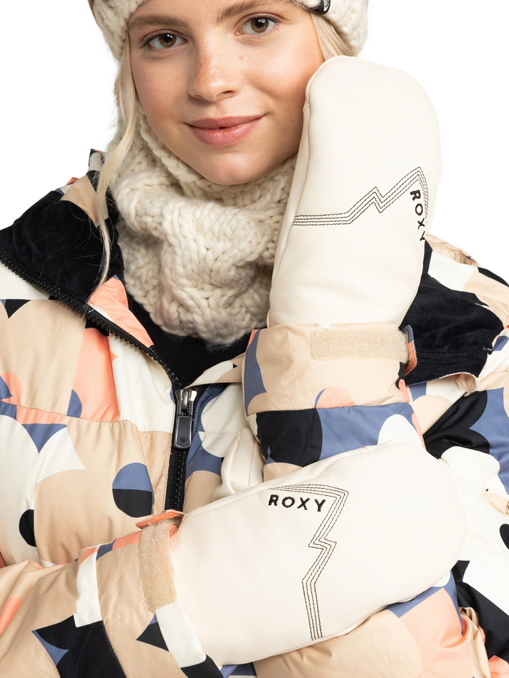 Roxy Eaststorm Leather Mittens buttercream