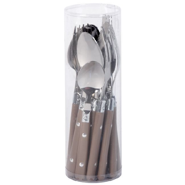 Ménagère 16 pièces inox manche plastique taupe