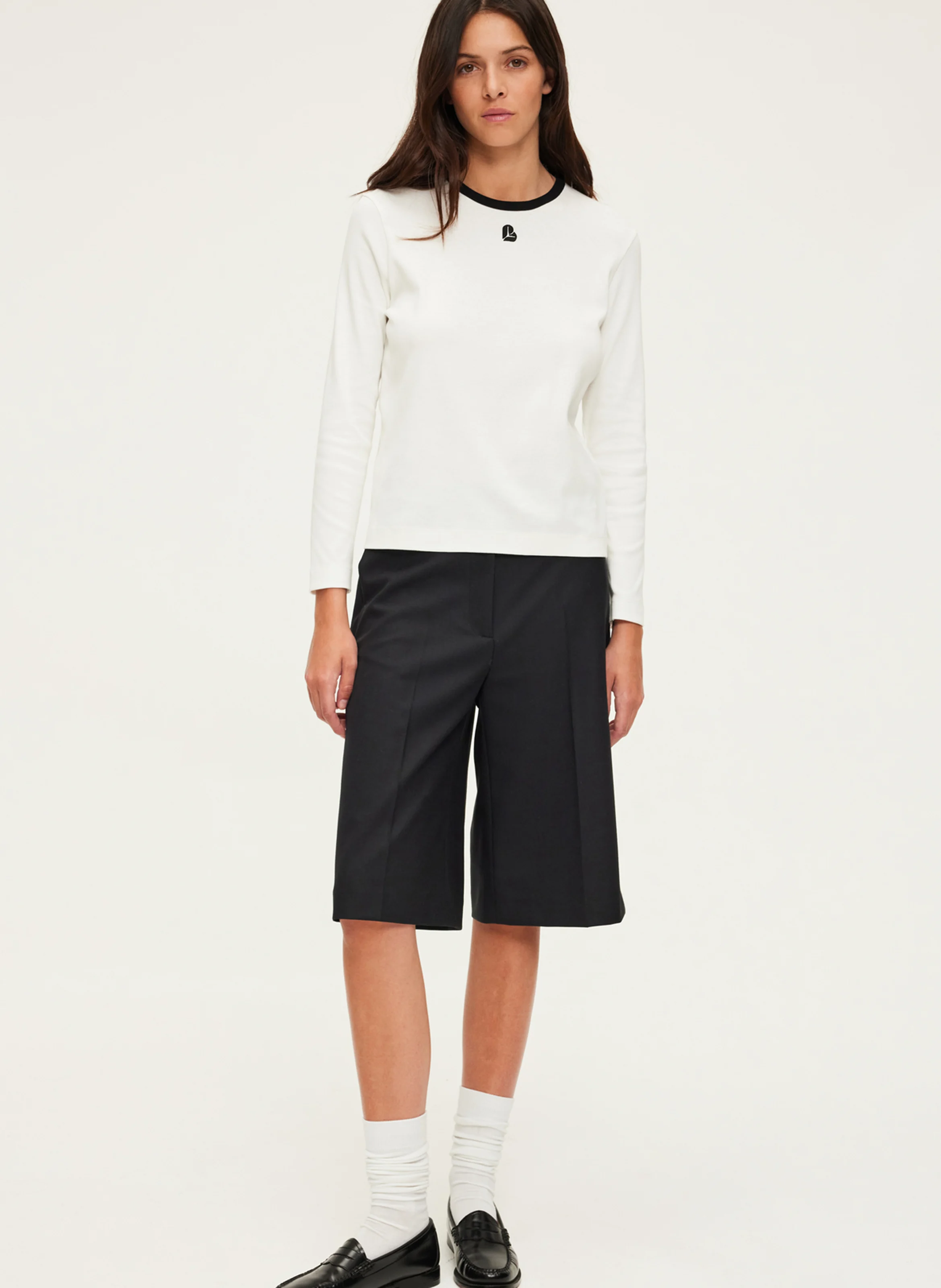 ANNECLAIRE - Tee-shirt col rond droit en coton | Beige