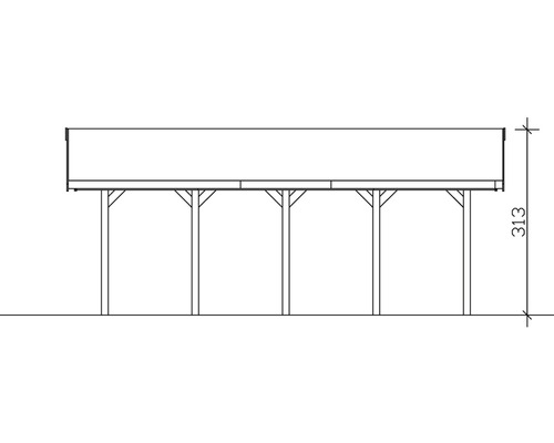 Enkele carport SKAN HOLZ Wallgau incl. daklatten en H-paalankers 380 x 750 cm geïmpregneerd