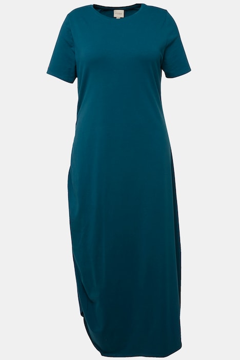 Jersey-Maxikleid, Rundhals, Halbarm, Biobaumwolle