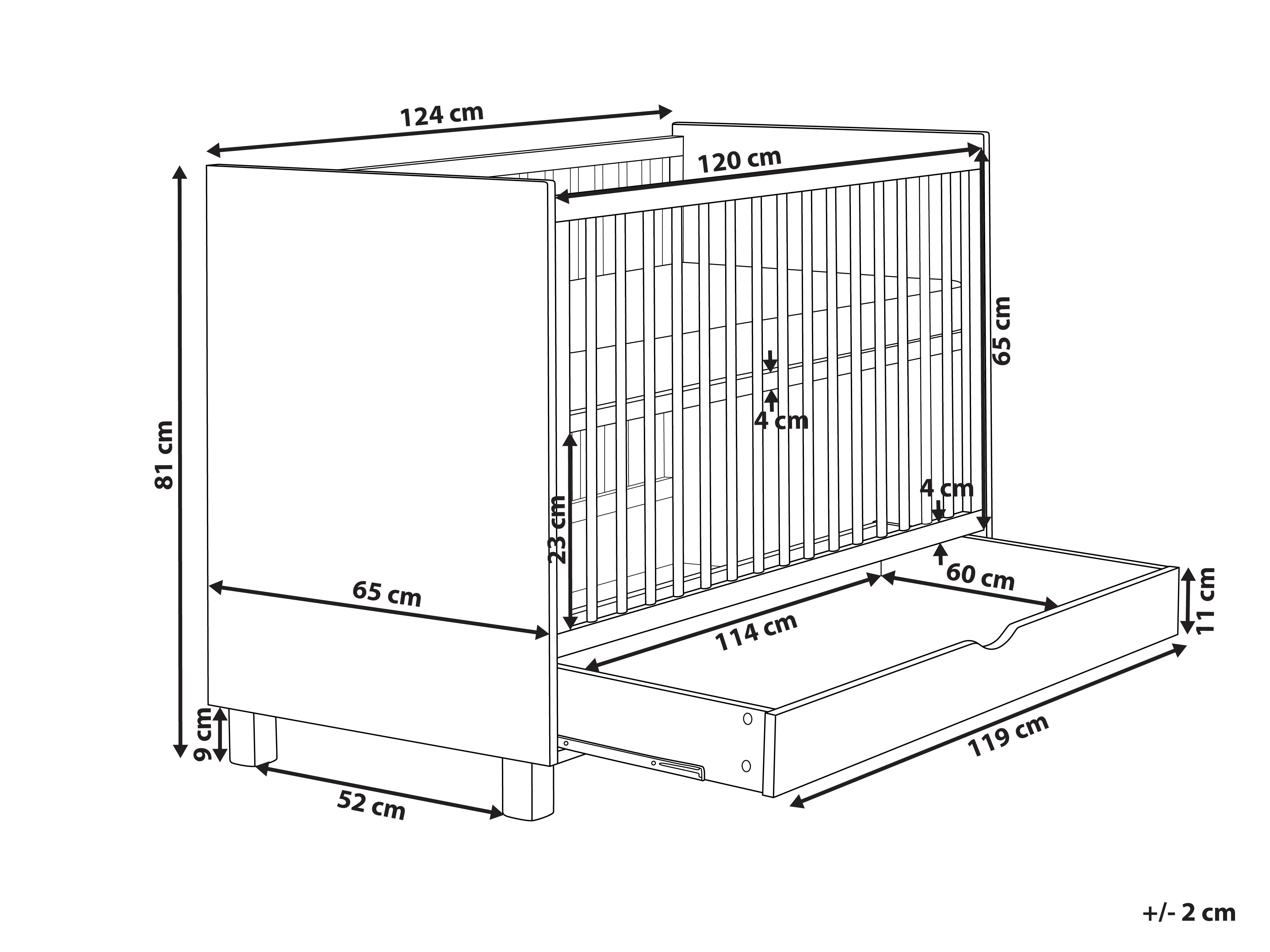 Babybedje met opberglade GUNNAR 60 x 120 cm Wit