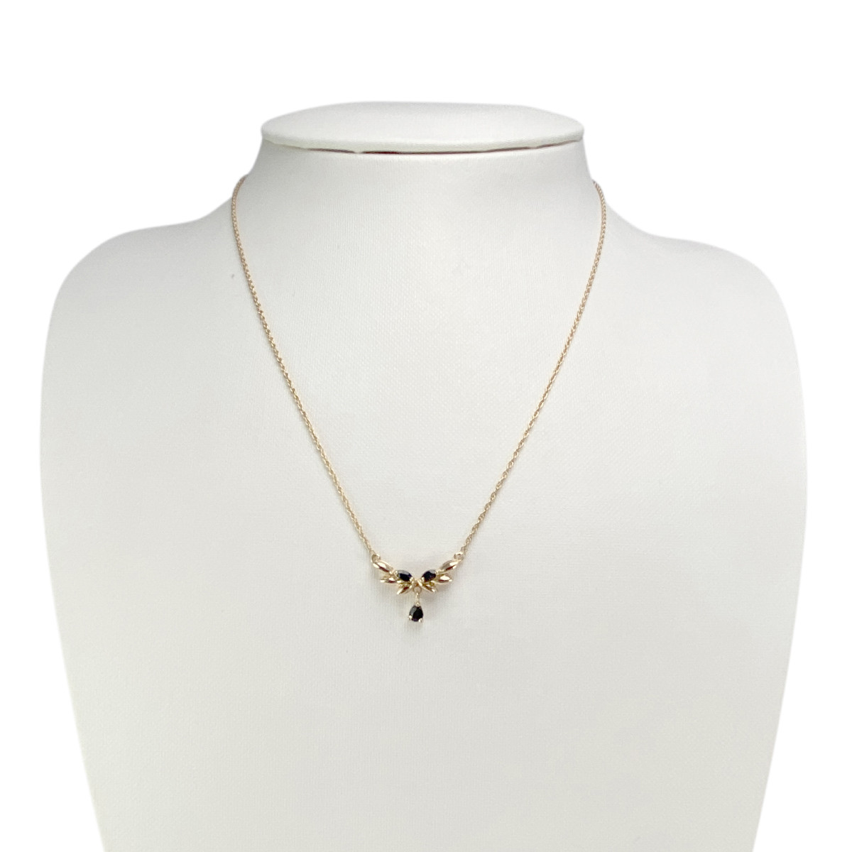 Collier d'occasion or 750 jaune maille corde saphirs 43 cm