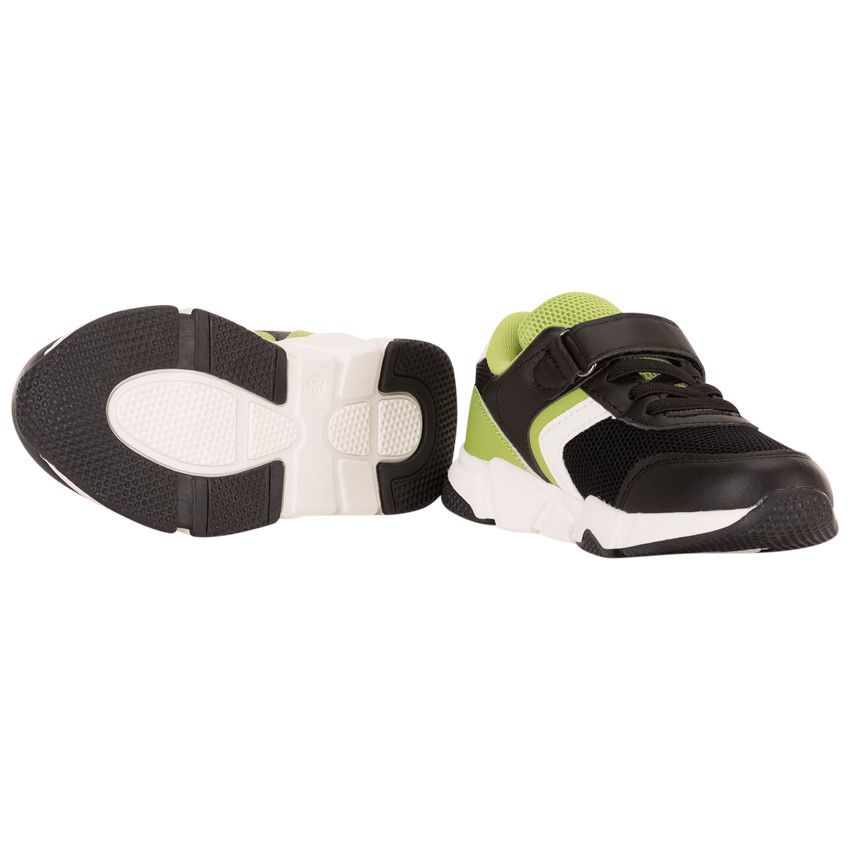 Baskets de sport avec lacets élastiques et velcro pour garçon - Noir