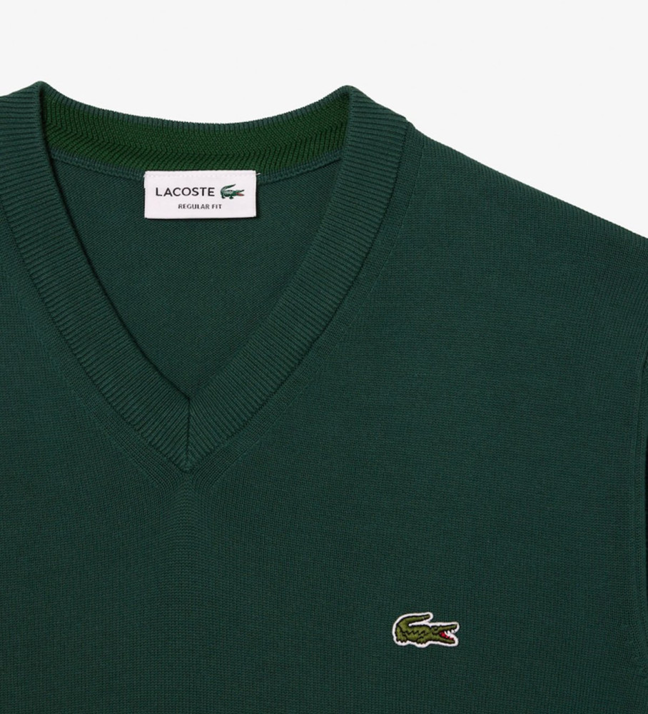 Suéter Lacoste com decote em V, verde