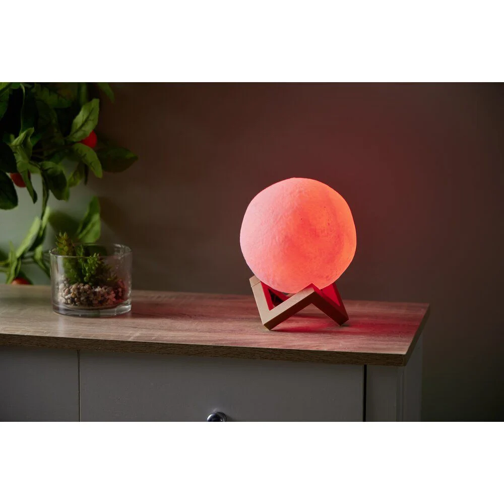 Lampe lune avec support en bois Ø15cm