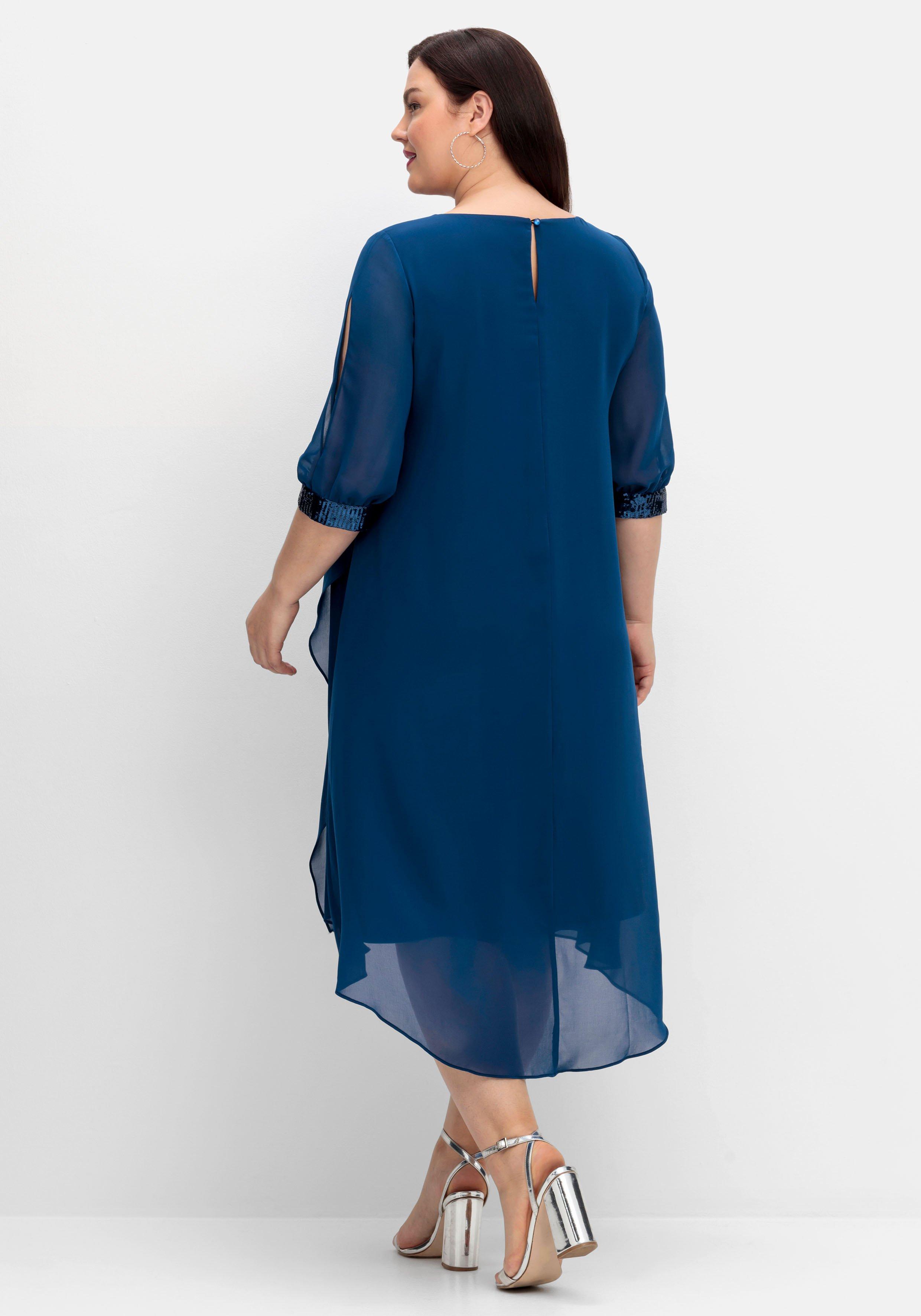 Abendkleid aus Georgette, mit geschlitztem Ärmel