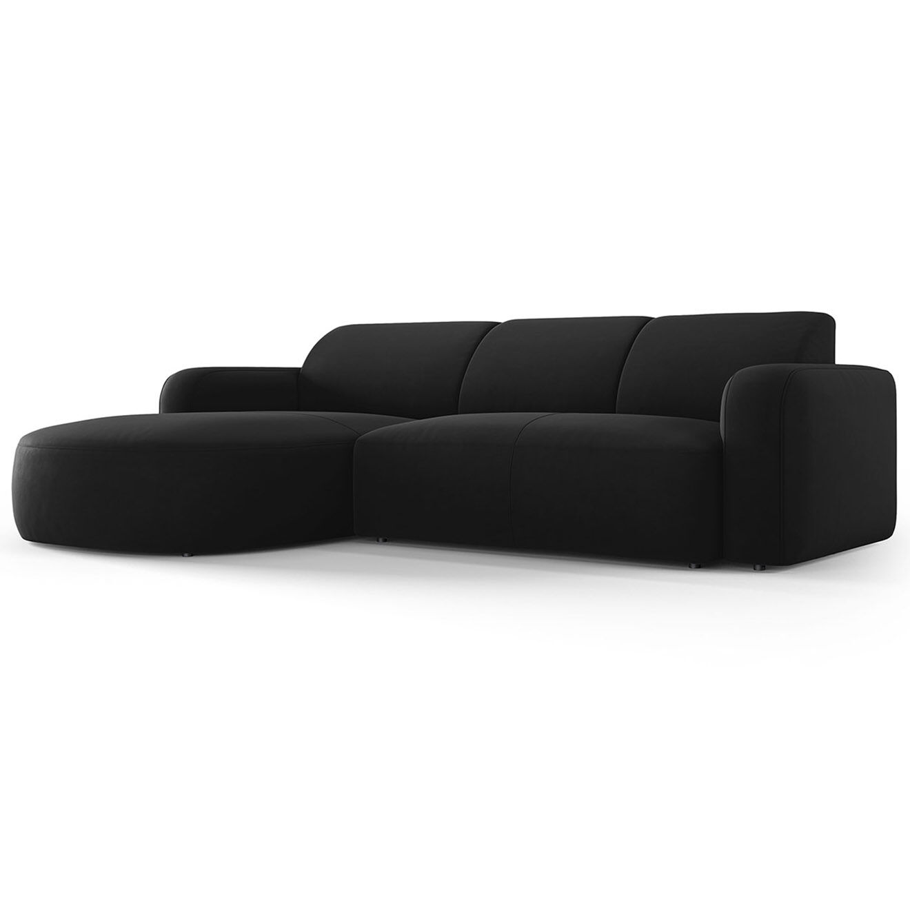 Mazzini Sofas Canapé d'angle gauche Velours Jasmin 4 Places noir - 250x170x72 cm
