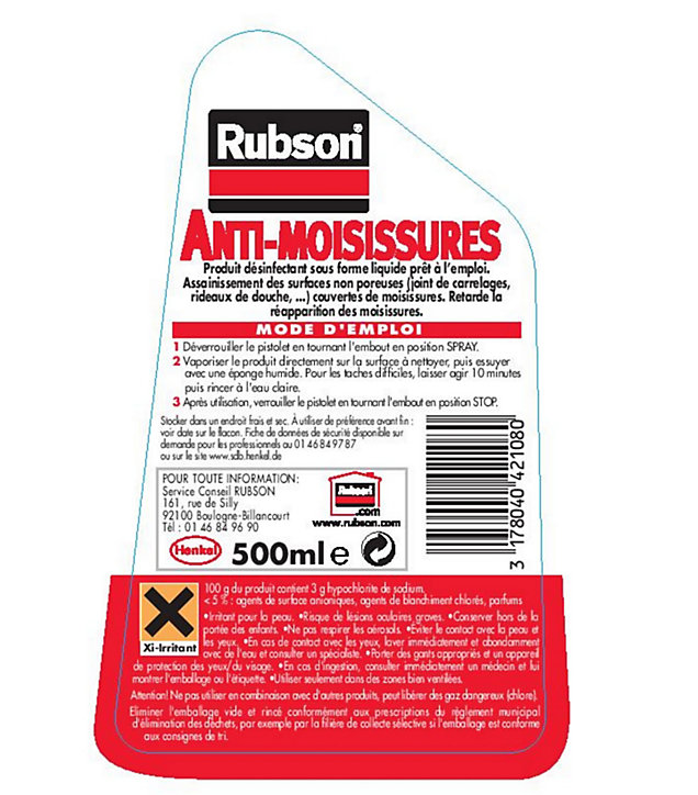 Anti-moisissures Rubson Salle de bain Saine vaporisateur 500ml