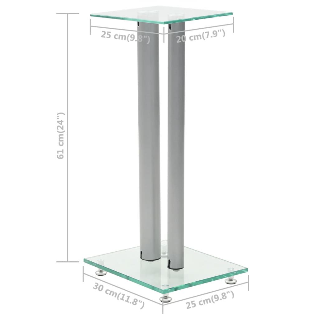 vidaXL Luidsprekerstandaards met dubbele pilaren, 2 stuks, zilver