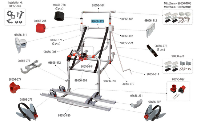 Fiamma Wicklungsrohr Kit passend für Carry Bike Lift 77 / Lift 77 E-Bike - Fiamma Ersatzteilnummer 98656-813