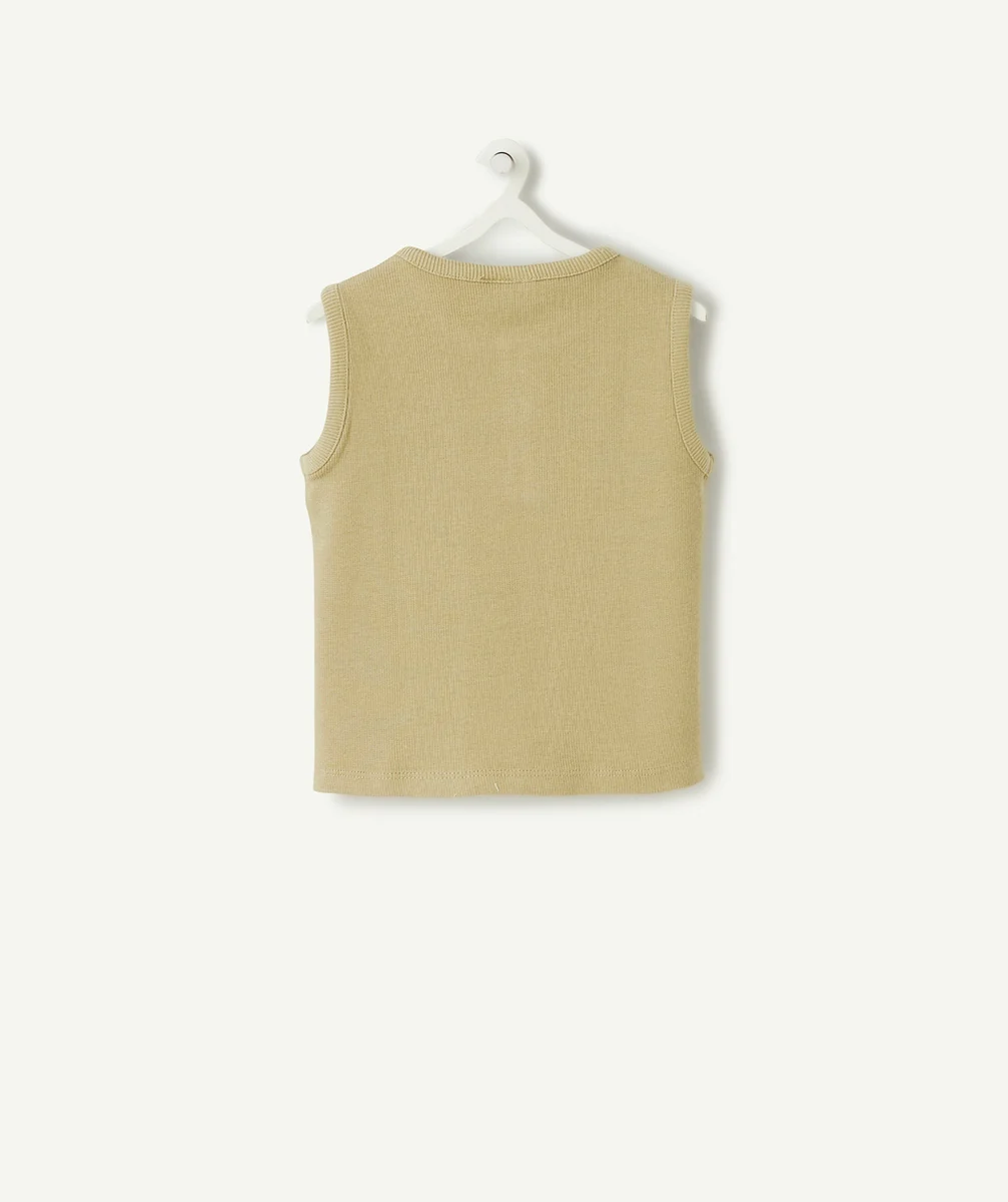 T-SHIRT SANS MANCHES BÉBÉ GARÇON EN COTON BIO CÔTELÉ VERT