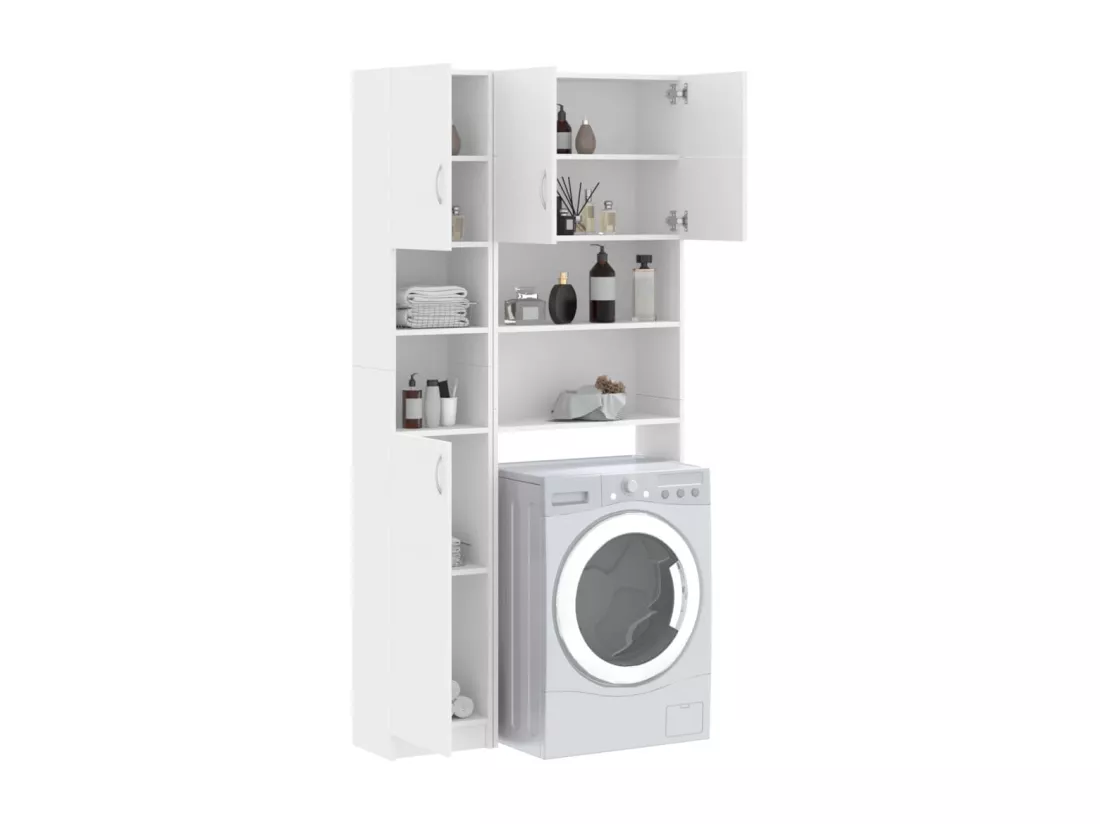 Ensemble de meuble pour machine à laver Blanc Bois d'ingénierie