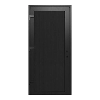 Porte de service pvc pleine gris anthracite et blanc 80 x h.205 cm poussant droit