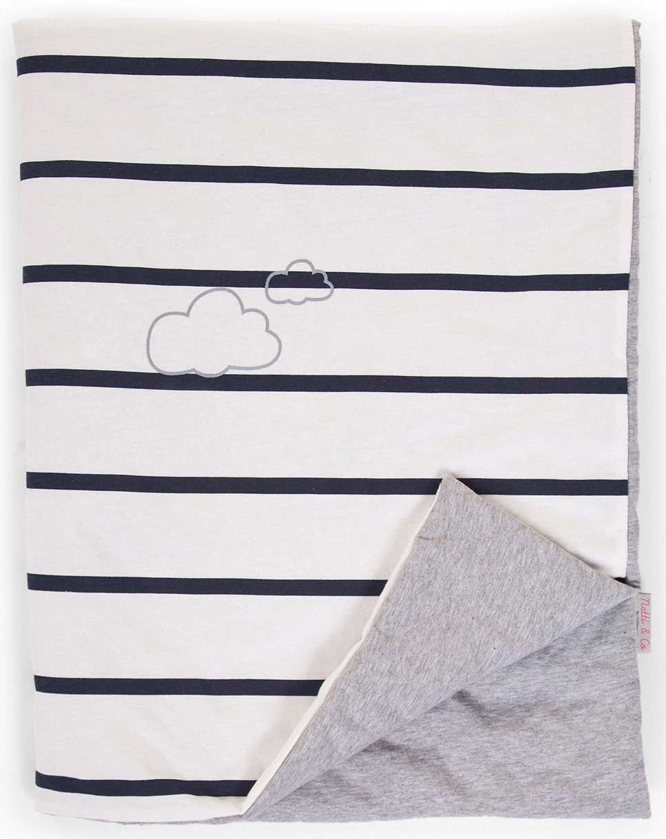 Babydecke STRIPES (80x100) in weiß/marine