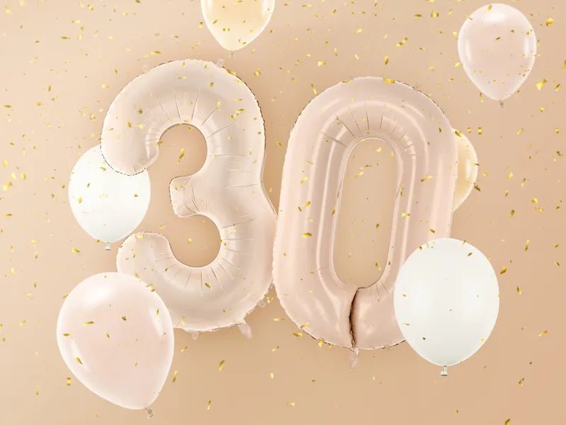 3 Jaar Cijfer Ballon Beige Glans Leeg 72cm