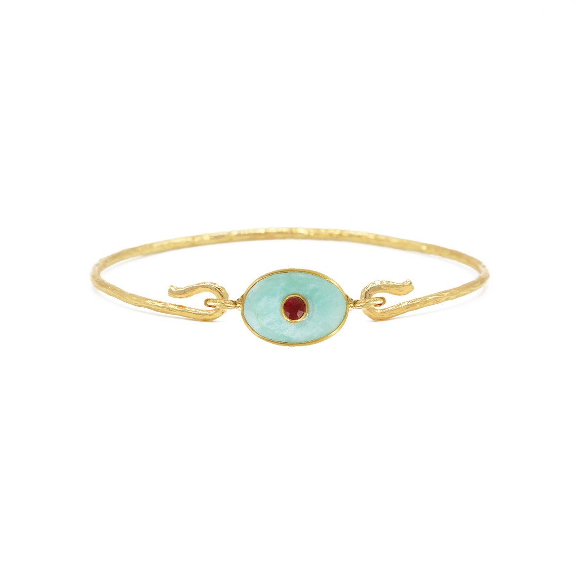 Jonc oeil amazonite doré à l'or fin 24k DEVA