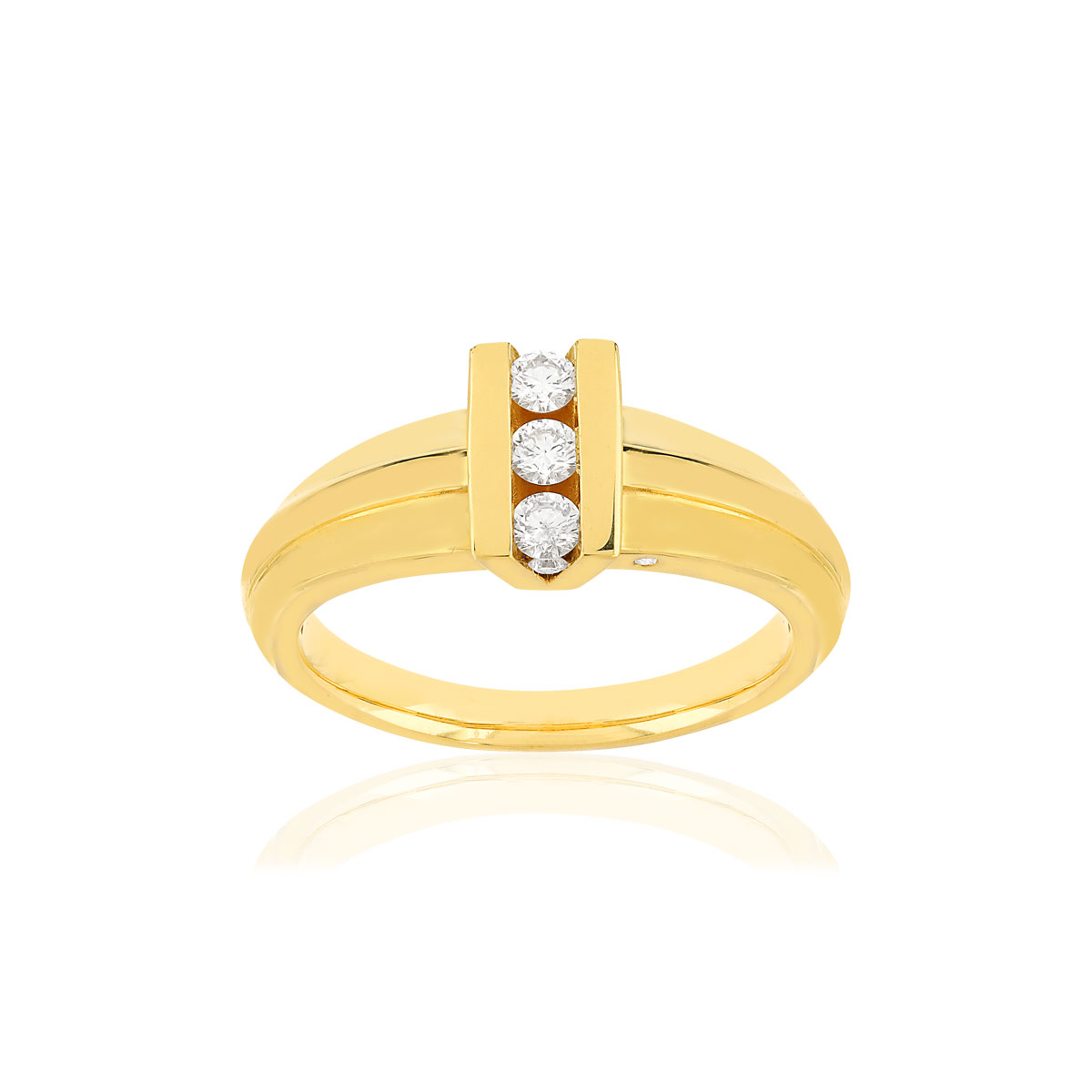 Bague VAN BRILL or jaune 750, diamants.