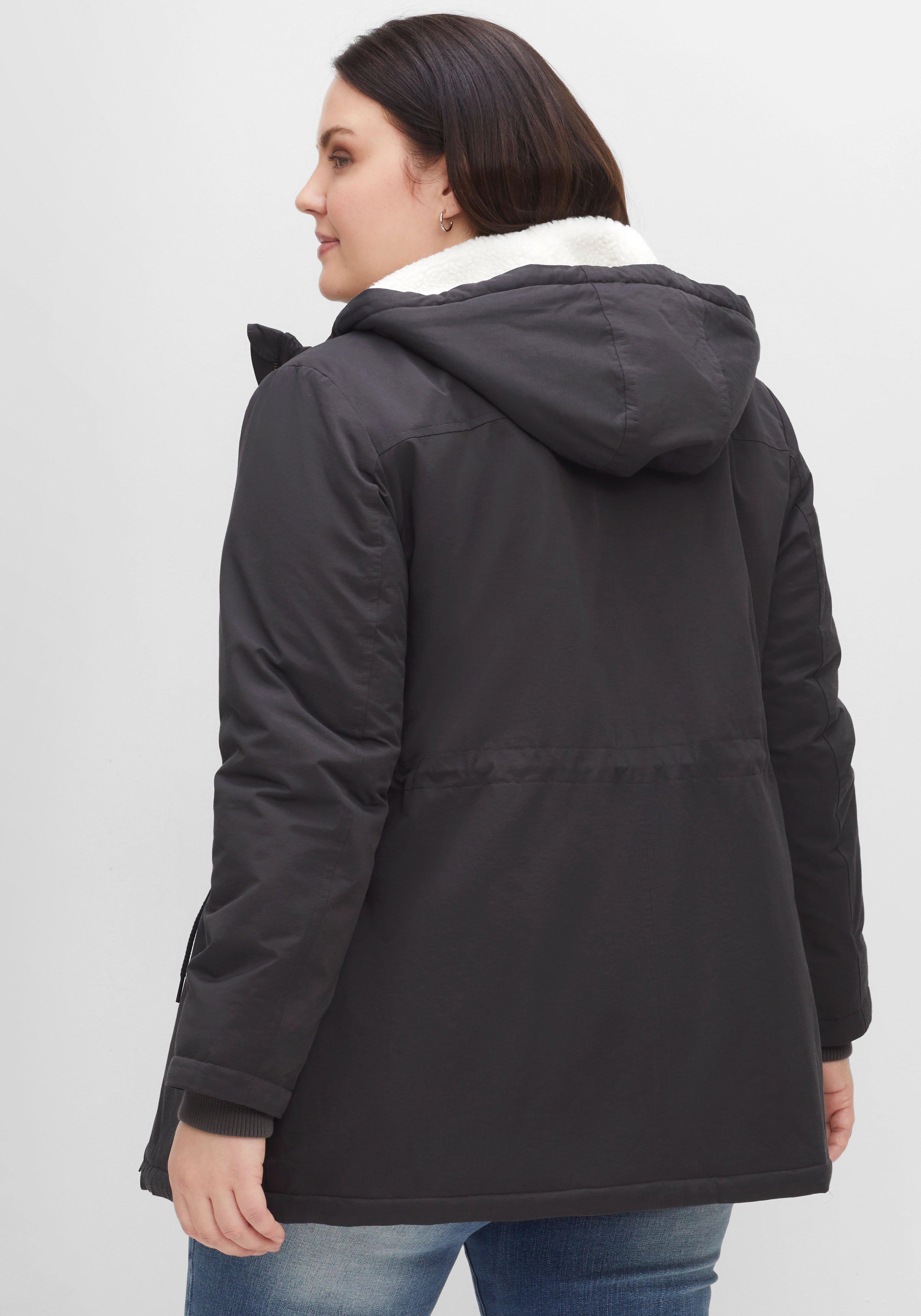 Longparka mit Teddyfutter und Taillen-Tunnelzug
