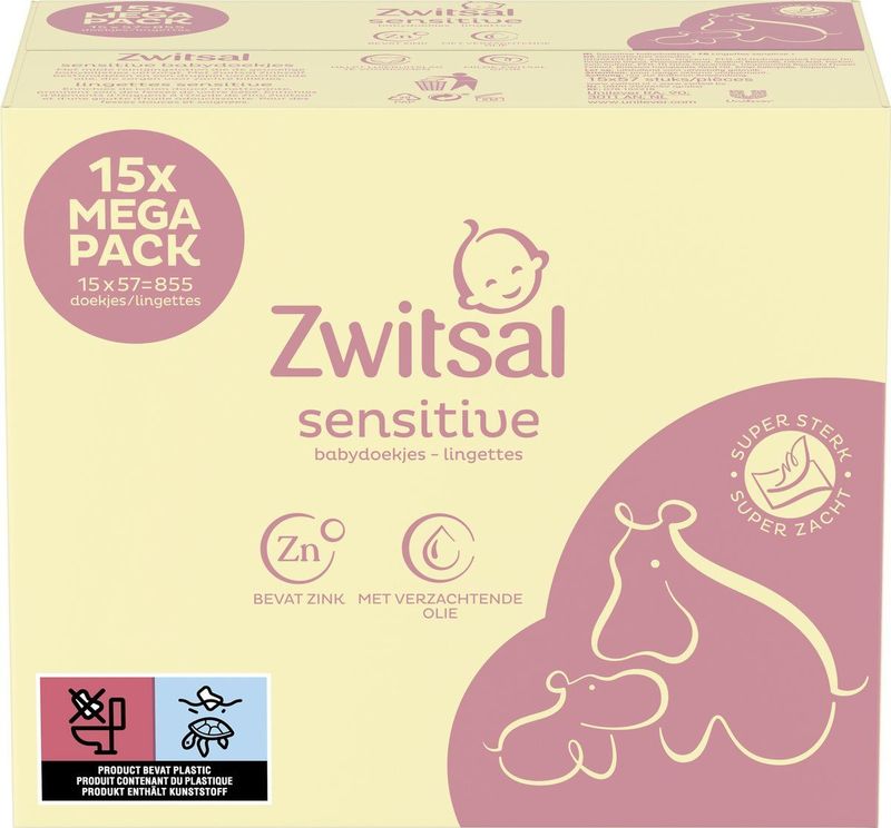 Zwitsal - Sensitive - Billendoekjes - Voordeelverpakking - 855 Billendoekjes