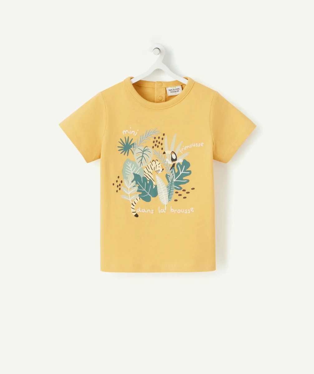 T-SHIRT BÉBÉ GARÇON JAUNE EN FIBRES RECYCLÉES AVEC ANIMATION