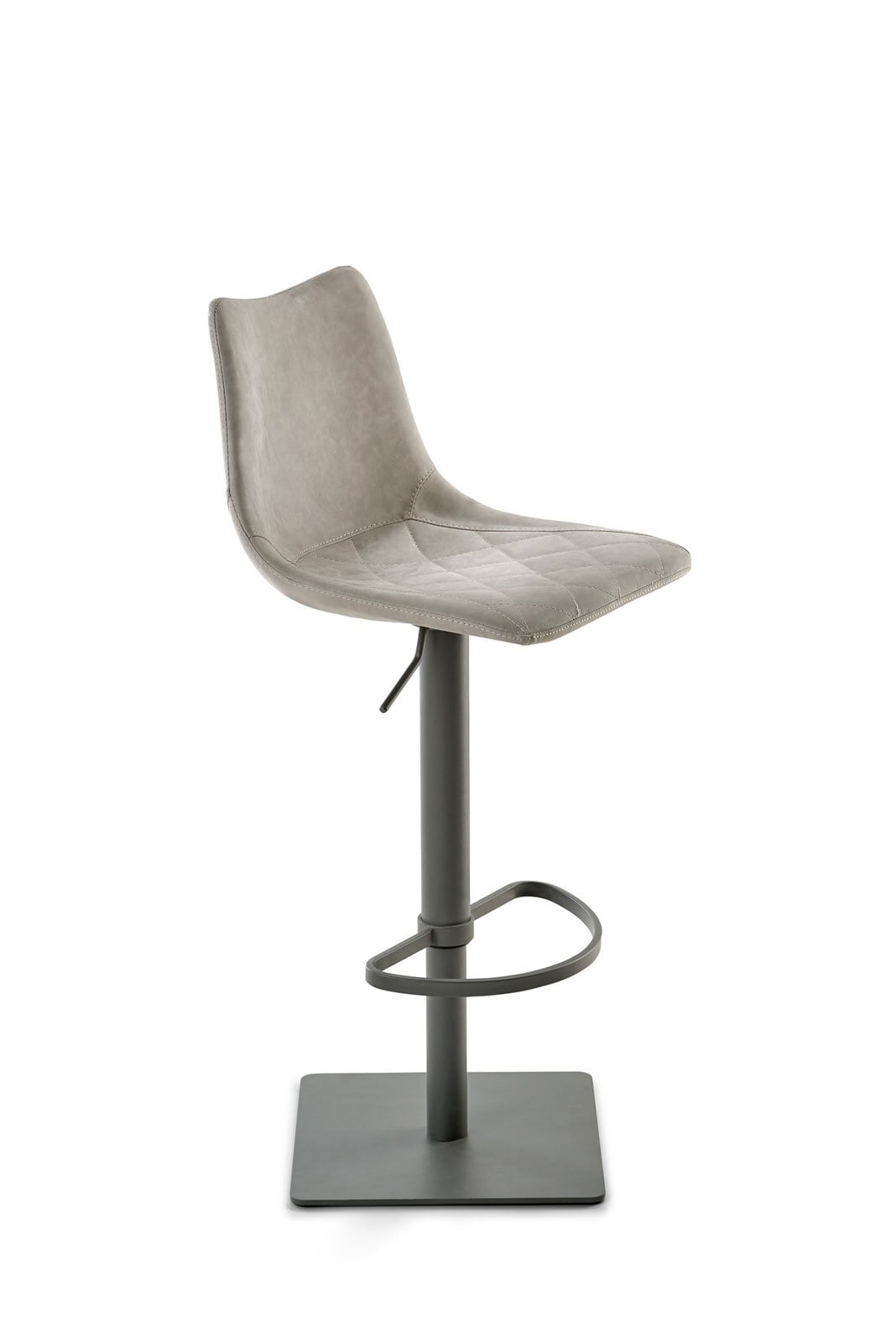 Barhocker MY TOBY II Drehgestell Lederlook lichtgrau