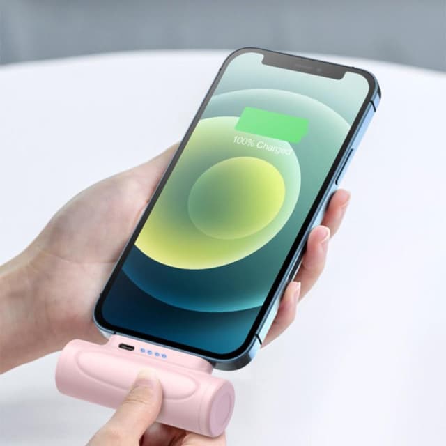5000mAh bærbar telefonoplader USB-C med lommelygte