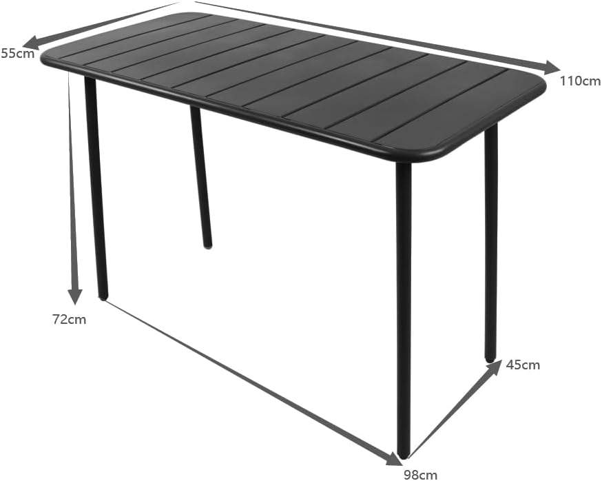 VCM Gartentisch | Maße ca. H. 72 x B. 110 x T. 55 cm | Gartentisch mit Stahlplatte | Gartenmöbel – Sumila 110x55