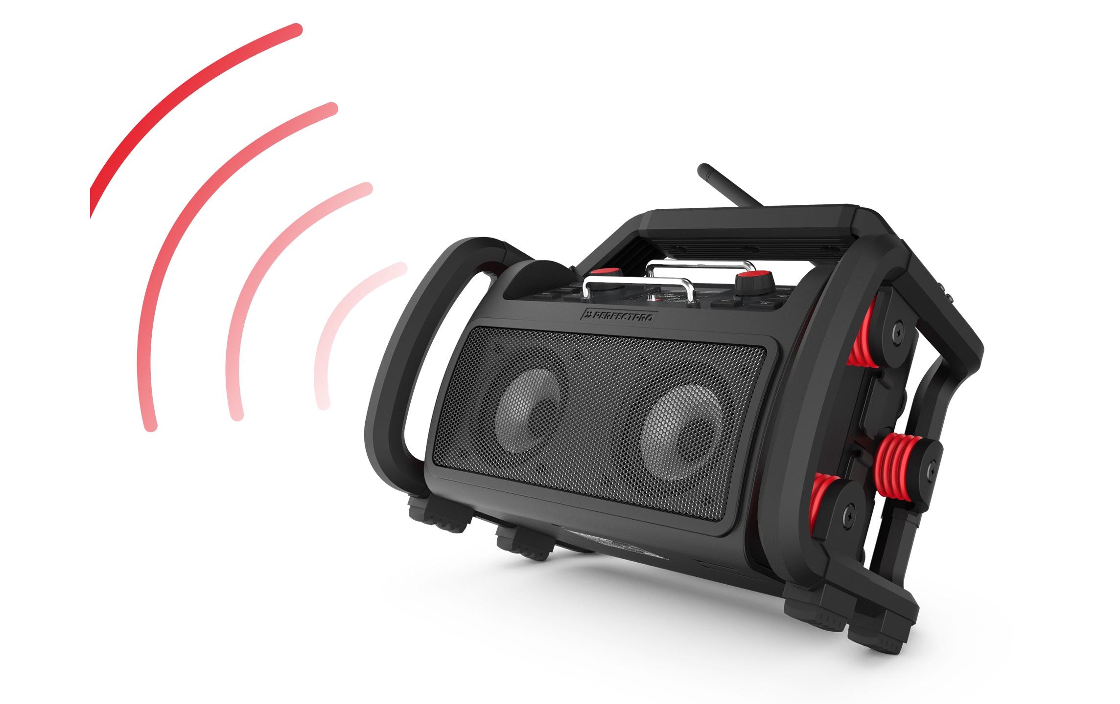 Baustellenradio ROCKPRO Schwarz<br>Vielseitiges Baustellenradio mit besten technischen Voraussetzungen