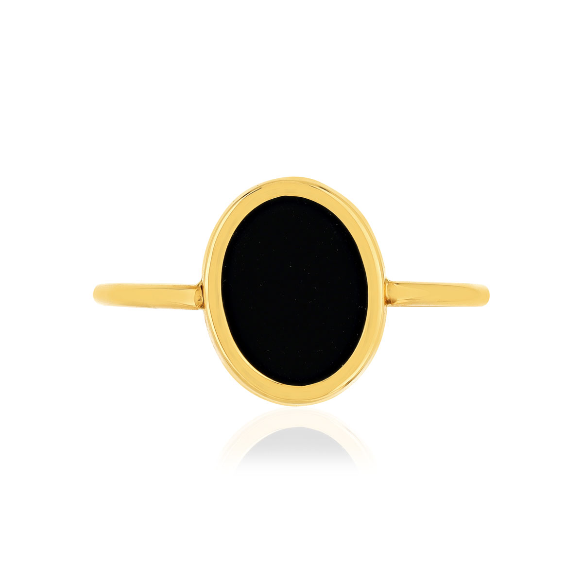 Bague or 750 jaune onyx ovale
