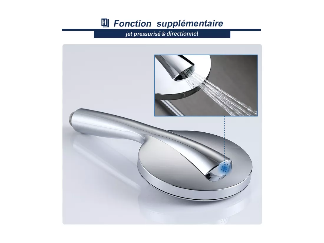 Colonne de Douche Thermostatique Ensemble de Douche Chromé Système de Douche Robinetterie en Laiton Kit de Douche Réglable