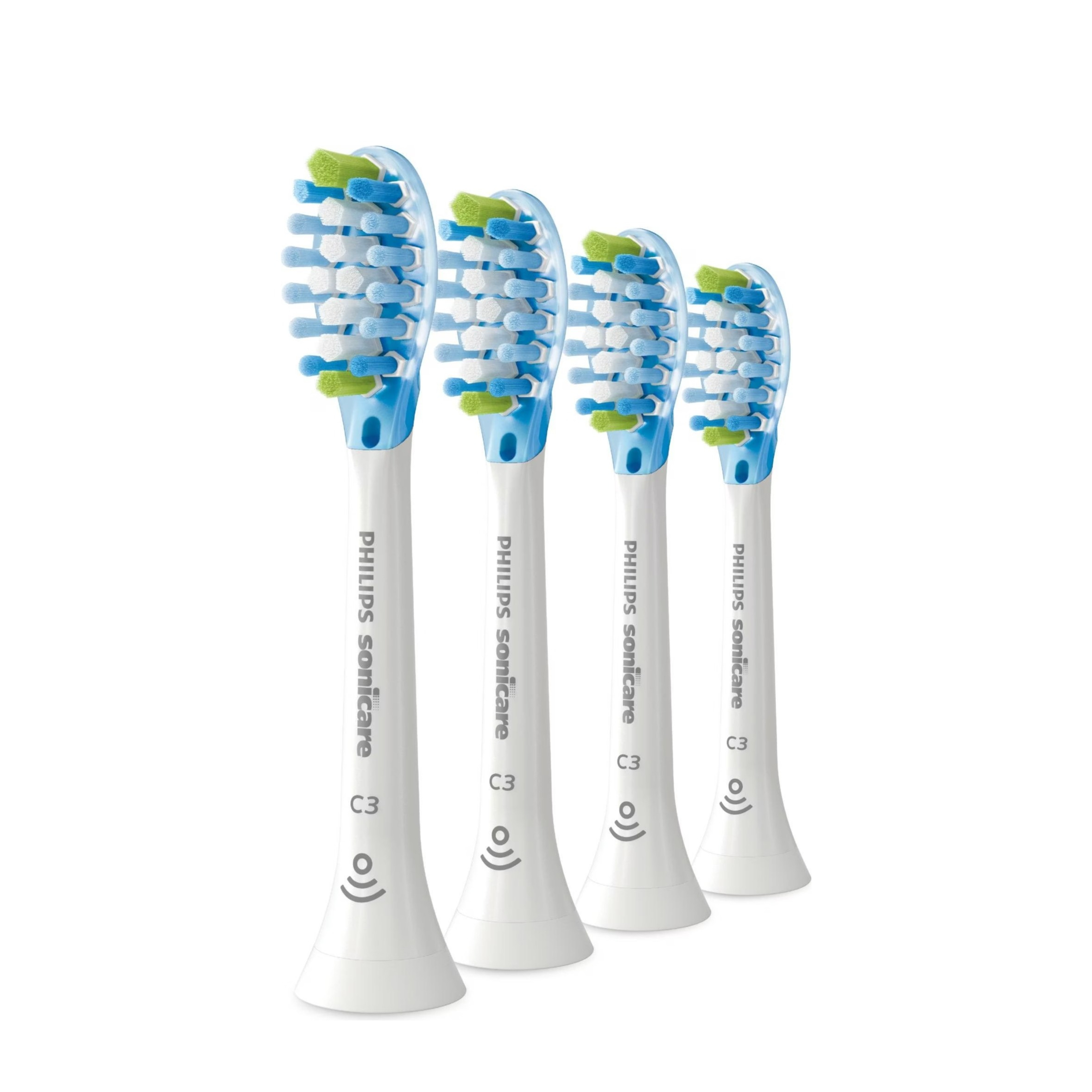 (4er Set) C3 Premium Plaque Defence Ersatz Zahnbürstenkopf für Philips Sonicare Elektrische Zahnbürsten (HX9044/17) - Weiss