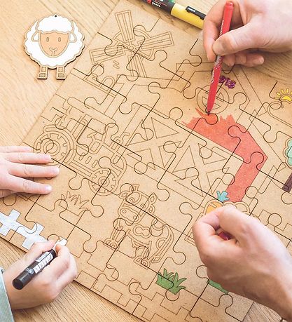 Crateit Puzzlespiel - Holz - Bauernhaus - 36 Teile - Klanggeschi