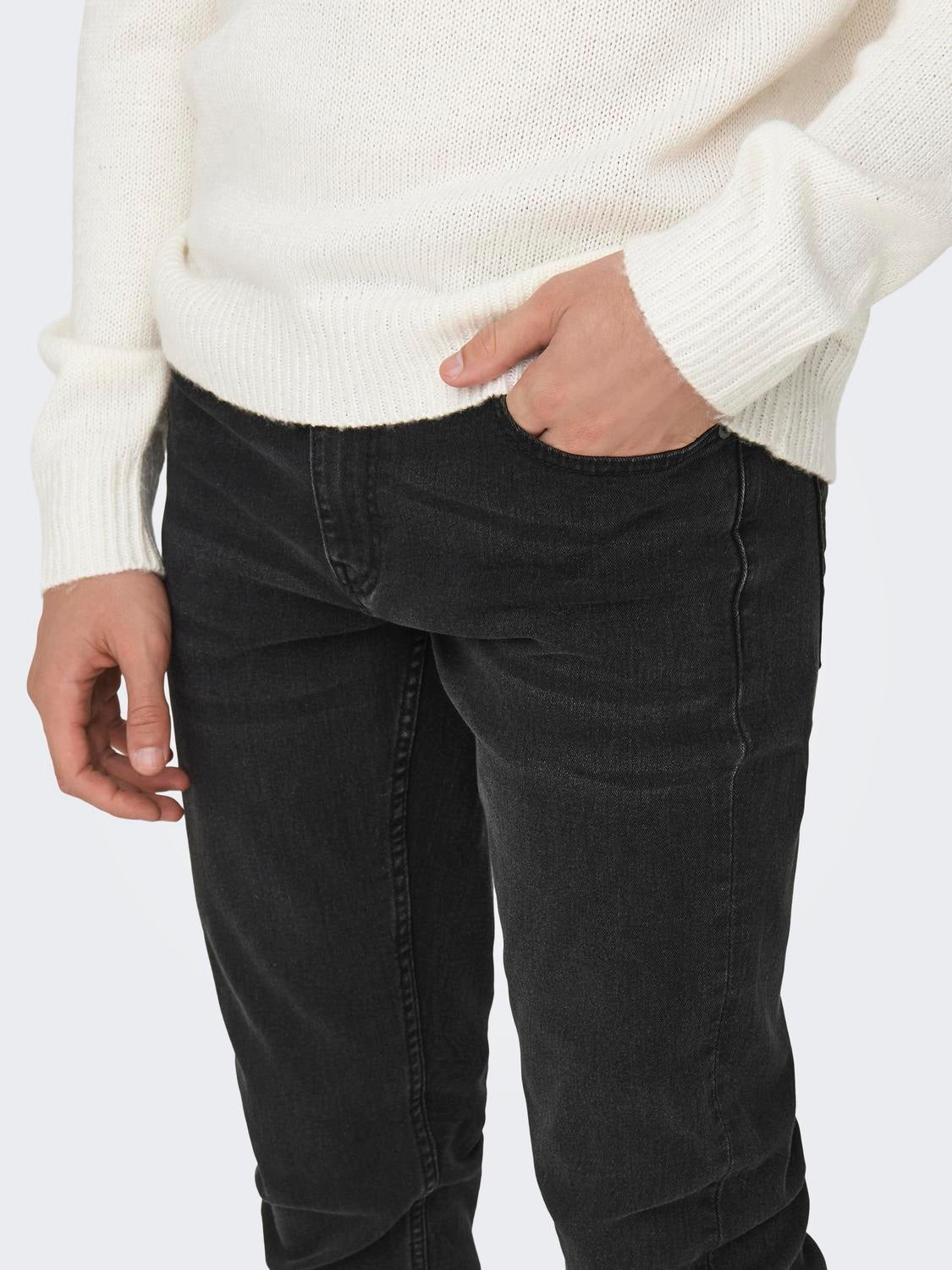 ONSLOOM Mittlere Taille Slim Fit Jeans Black Denim