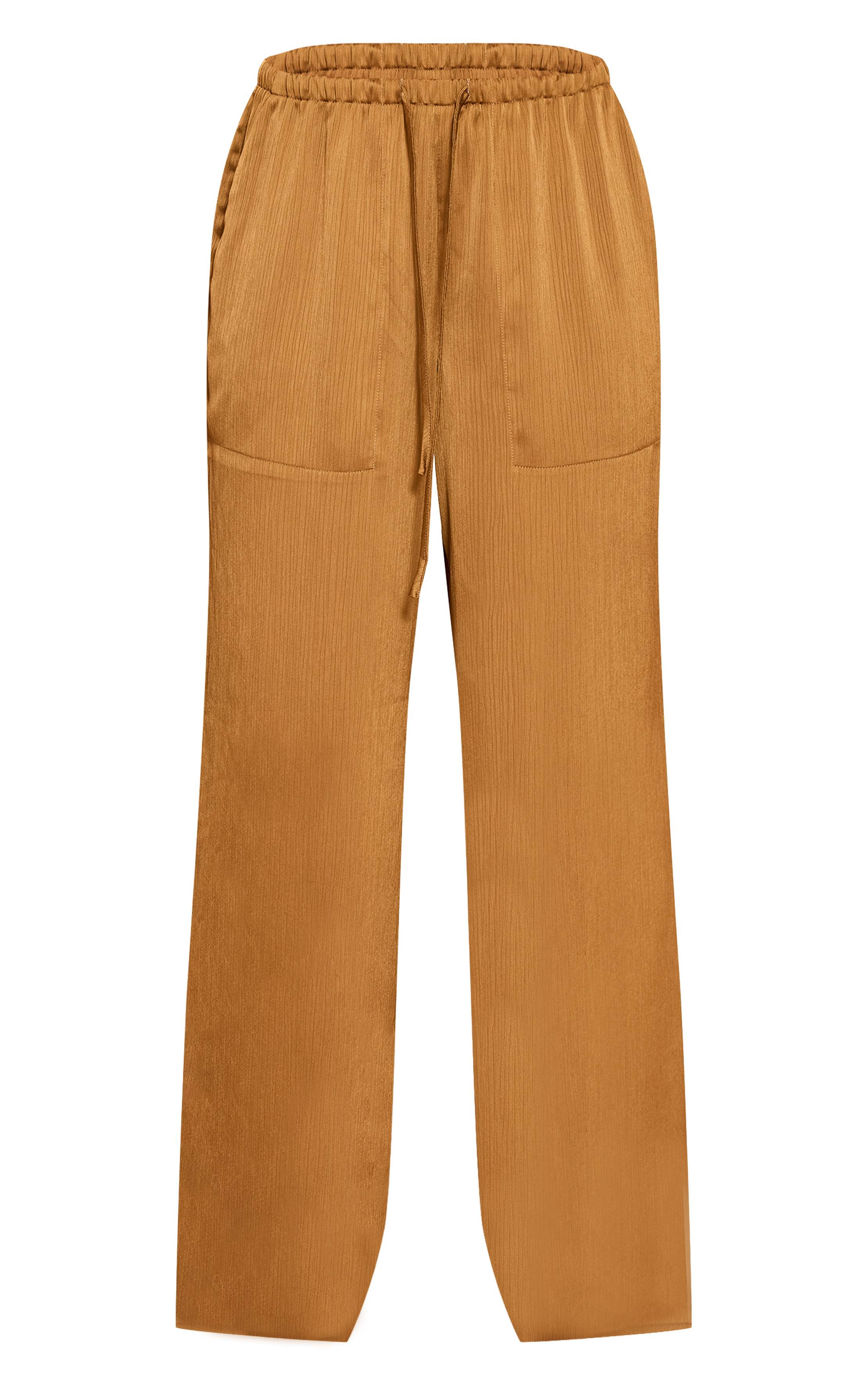 Chartreuse Pantalon Large Taille Basse En Satin Texturé Avec Cordon De Serrage
