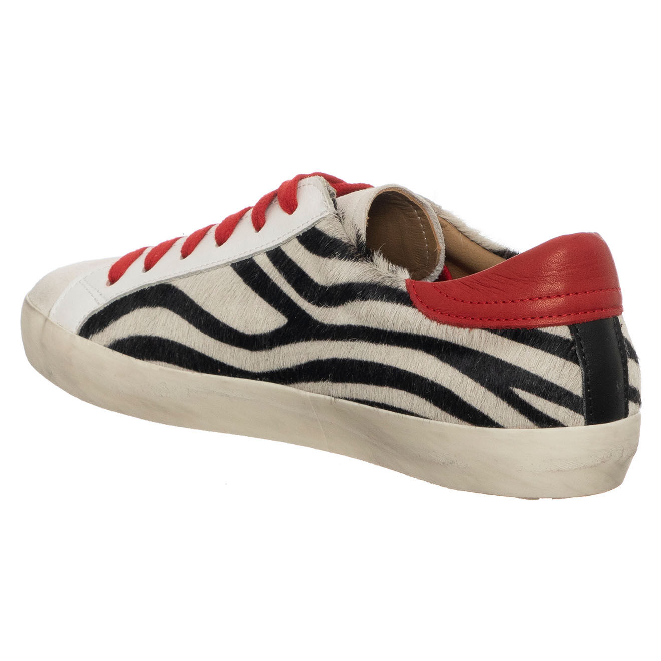 Loretta Pettinari Sneakers en Cuir Valeria rouge/noir/beige - Plateforme 2.5 cm