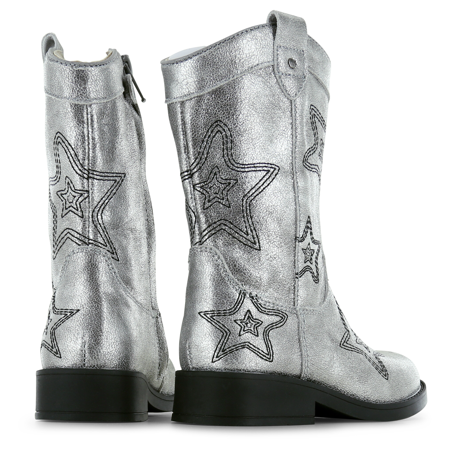 Shoesme zilveren cowboylaars met sterren Leer, Metallic | Sale